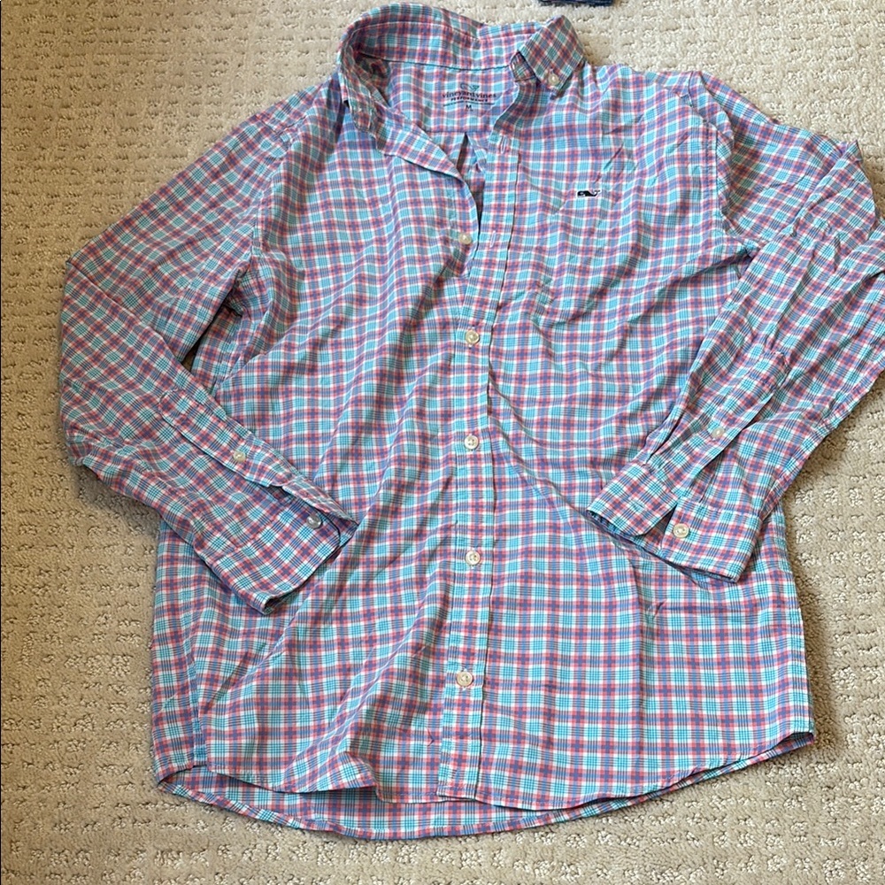 Vineyard Vines Pink and Blue Plaid Shirt